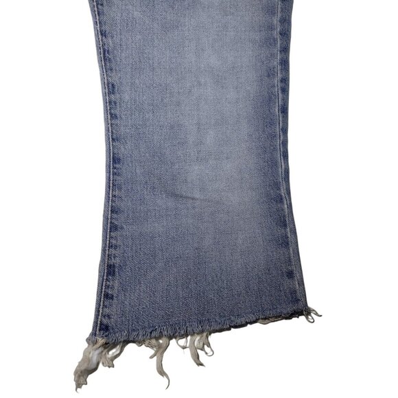 Hollister Y2K Splatter Raw Hem Capri Jeans Size 9 Button Fly Light Wash Blue Vtg - Picture 2 of 7